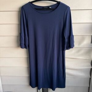Halogen Blue‎ Women's Size: 1 Ruffled Short Sleeve Crew Neck Shift Dress